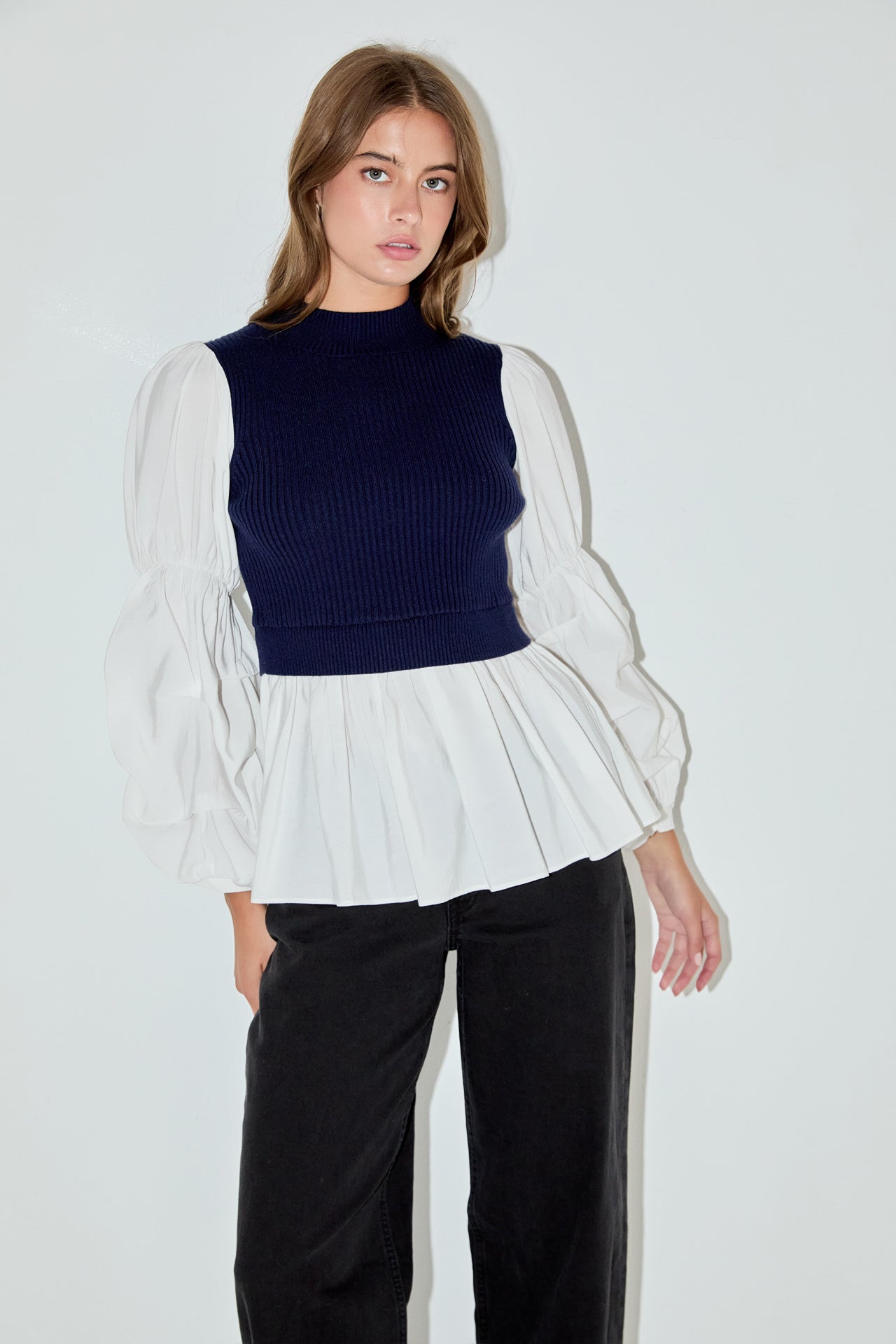 ENGLISH FACTORY - Mixed Media Top - SWEATERS & KNITS available at Objectrare