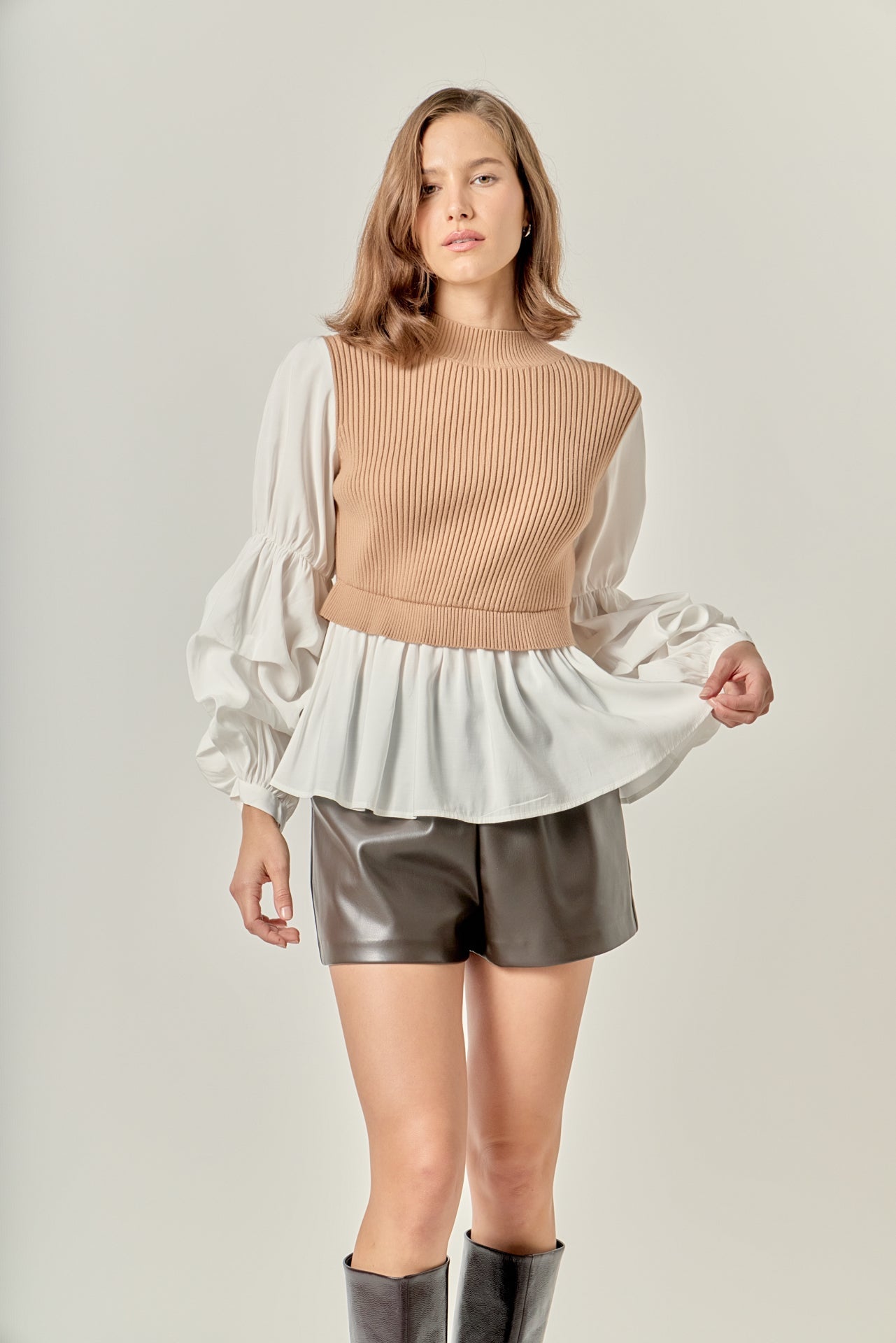 ENGLISH FACTORY - Mixed Media Pullover Top - SWEATERS & KNITS available at Objectrare