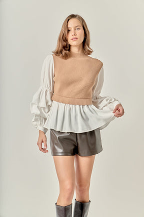 ENGLISH FACTORY - Mixed Media Pullover Top - SWEATERS & KNITS available at Objectrare