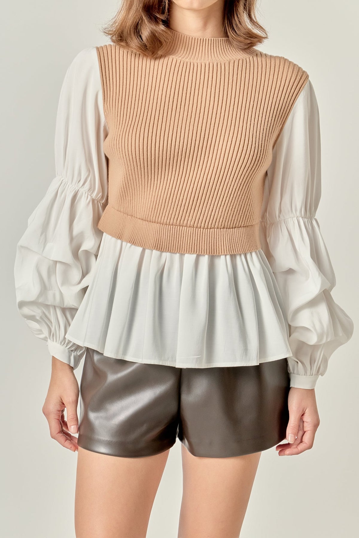 ENGLISH FACTORY - Mixed Media Pullover Top - SWEATERS & KNITS available at Objectrare