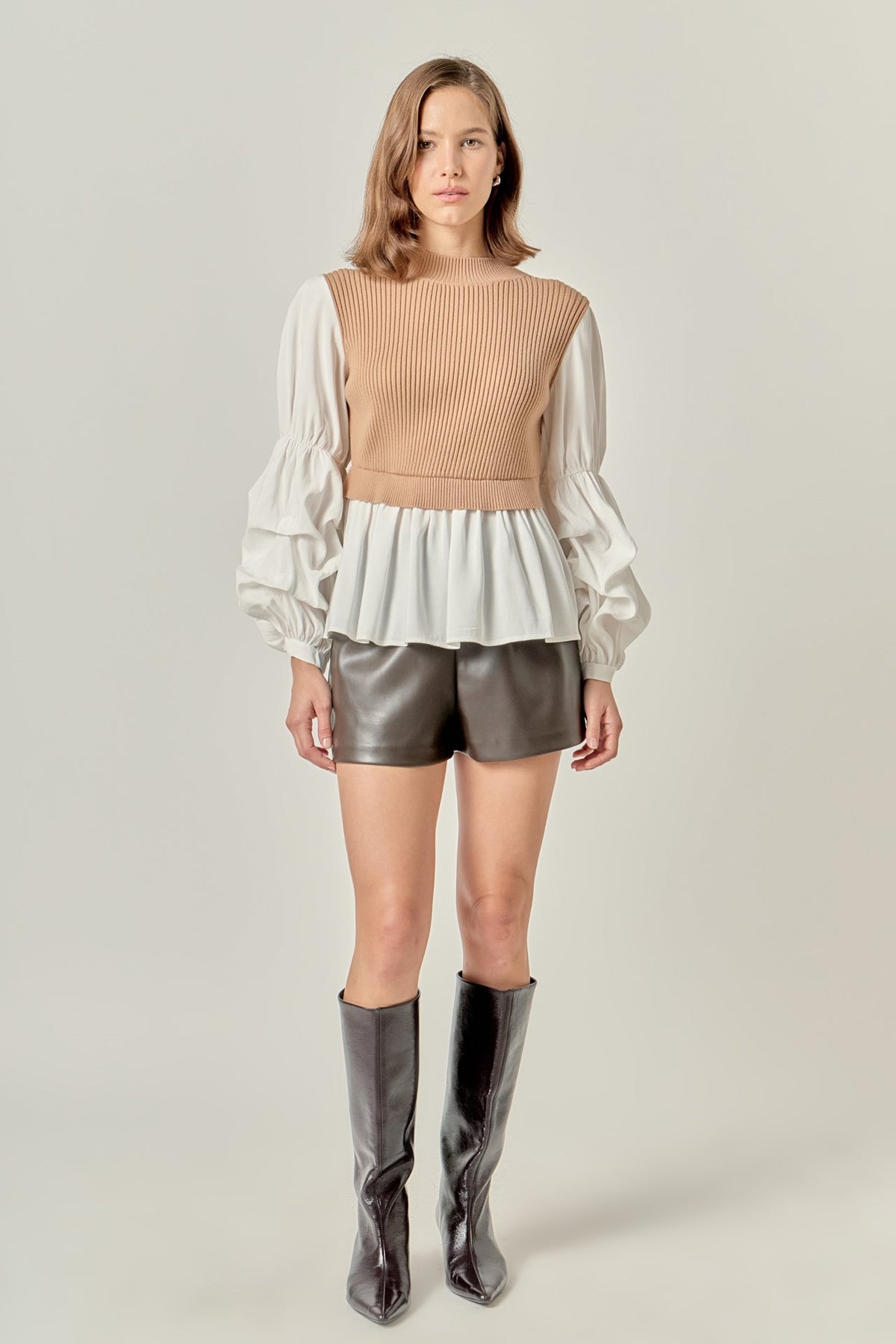 ENGLISH FACTORY - Mixed Media Pullover Top - SWEATERS & KNITS available at Objectrare