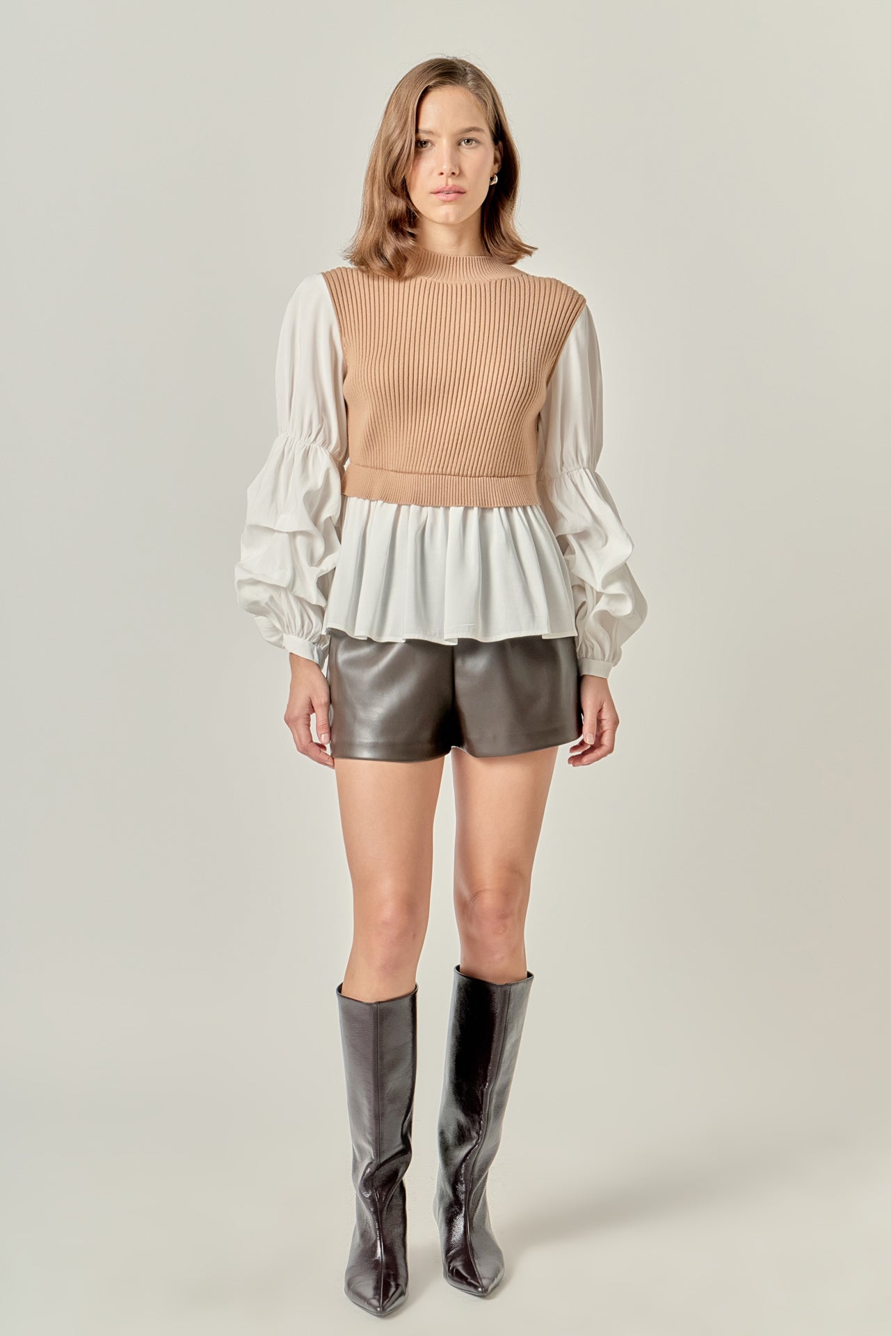 ENGLISH FACTORY - Mixed Media Pullover Top - SWEATERS & KNITS available at Objectrare