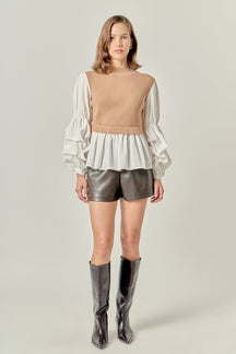ENGLISH FACTORY - Mixed Media Top - SWEATERS & KNITS available at Objectrare