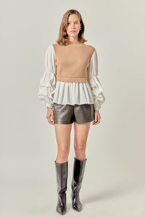 ENGLISH FACTORY - Mixed Media Top - SWEATERS & KNITS available at Objectrare