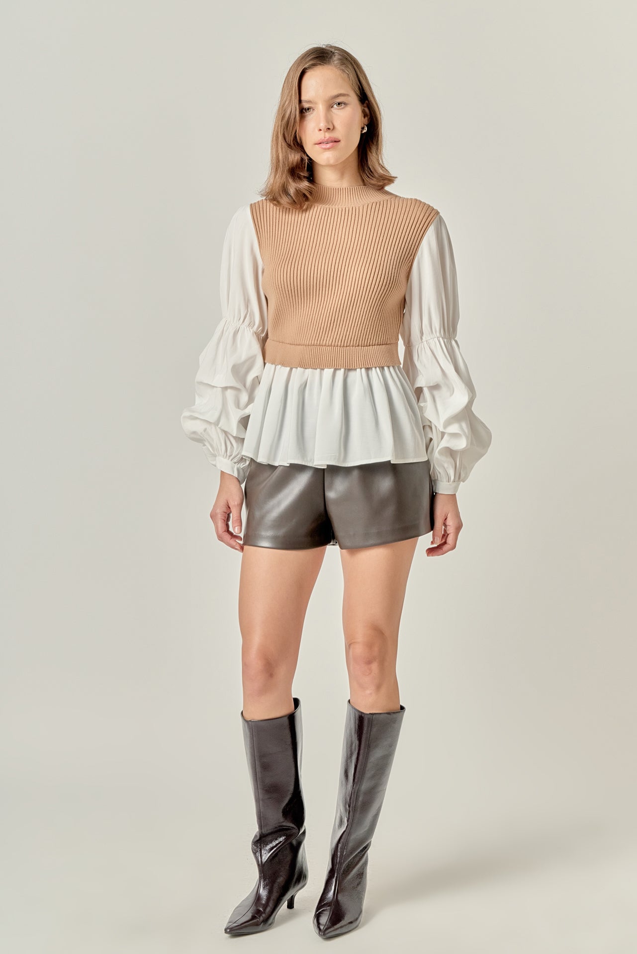 ENGLISH FACTORY - Mixed Media Top - SWEATERS & KNITS available at Objectrare