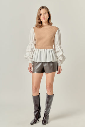 ENGLISH FACTORY - Mixed Media Top - SWEATERS & KNITS available at Objectrare