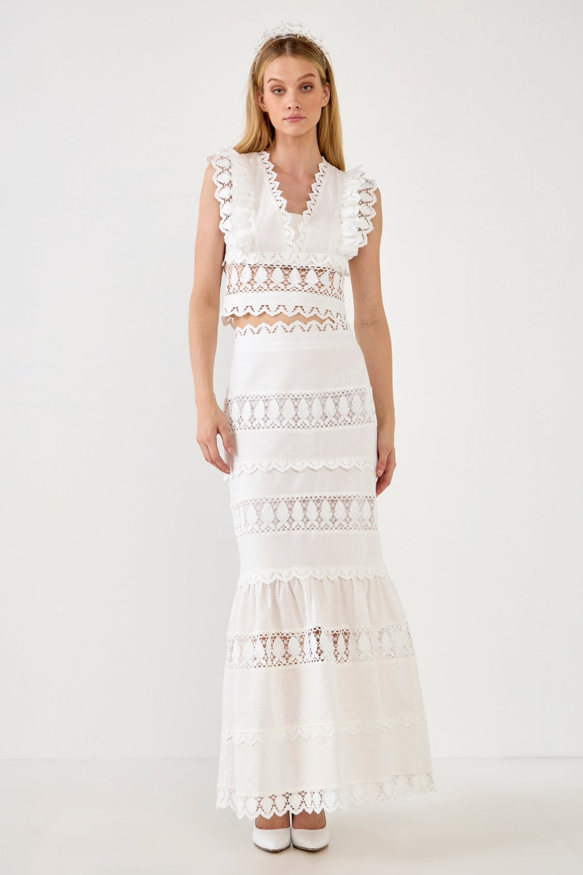 ENDLESS ROSE - Lace Trim Maxi Skirt - SKIRTS available at Objectrare