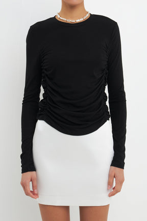 GREY LAB - Grey Lab - Ruched Side Knit Top - TOPS available at Objectrare