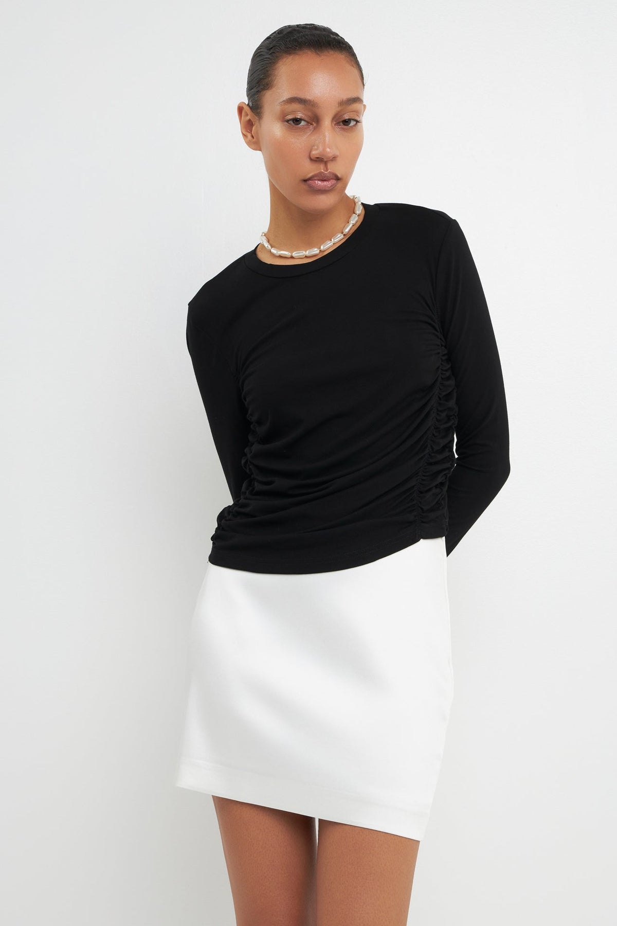 GREY LAB - Ruched Side Knit Top - TOPS available at Objectrare