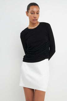 GREY LAB - Ruched Side Knit Top - TOPS available at Objectrare