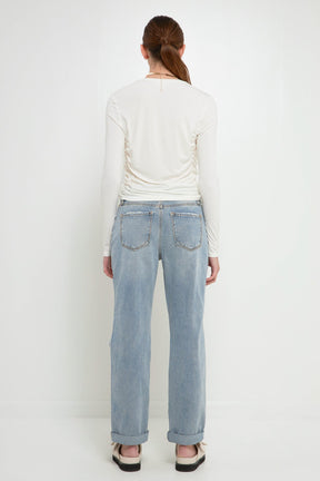 GREY LAB - Ruched Side Knit Top - TOPS available at Objectrare