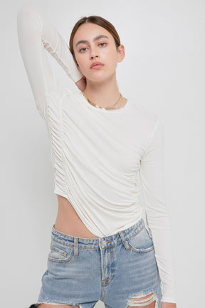 GREY LAB - Ruched Side Knit Top - TOPS available at Objectrare