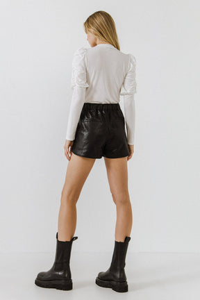 ENGLISH FACTORY - Ruched Sleeve Knit Top - SWEATERS & KNITS available at Objectrare