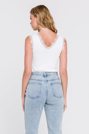 ENDLESS ROSE - Endless Rose - Lace Trim Knit Top - TOPS available at Objectrare