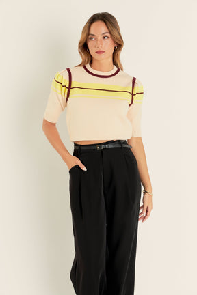 ENGLISH FACTORY - Women Knit Contrast Shirt - TOPS available at Objectrare