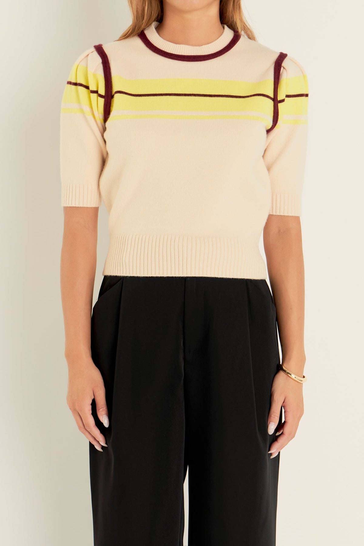 Women Knit Contrast Shirt