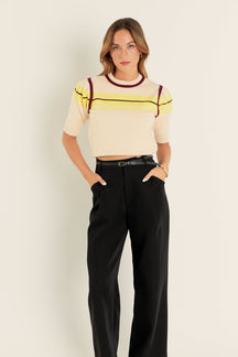 ENGLISH FACTORY - Women Knit Contrast Shirt - TOPS available at Objectrare