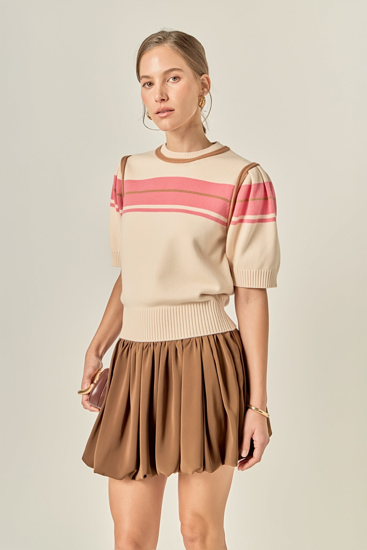 ENGLISH FACTORY - Women Knit Contrast Shirt - TOPS available at Objectrare