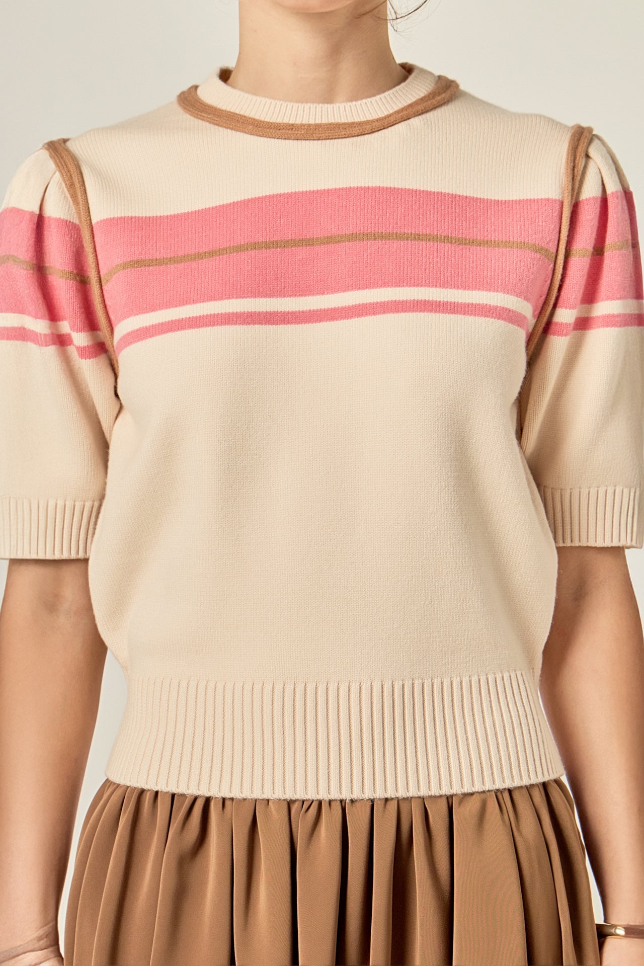 ENGLISH FACTORY - Women Knit Contrast Shirt - TOPS available at Objectrare