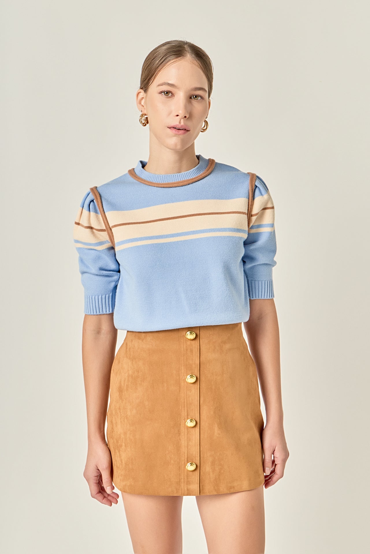 ENGLISH FACTORY - Women Knit Contrast Shirt - TOPS available at Objectrare