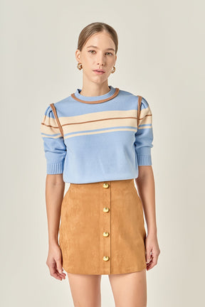 ENGLISH FACTORY - Women Knit Contrast Shirt - TOPS available at Objectrare