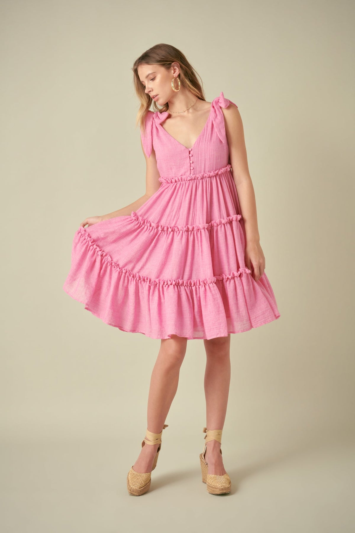 FREE THE ROSES - Tiered Shoulder-Tie Dress - DRESSES available at Objectrare