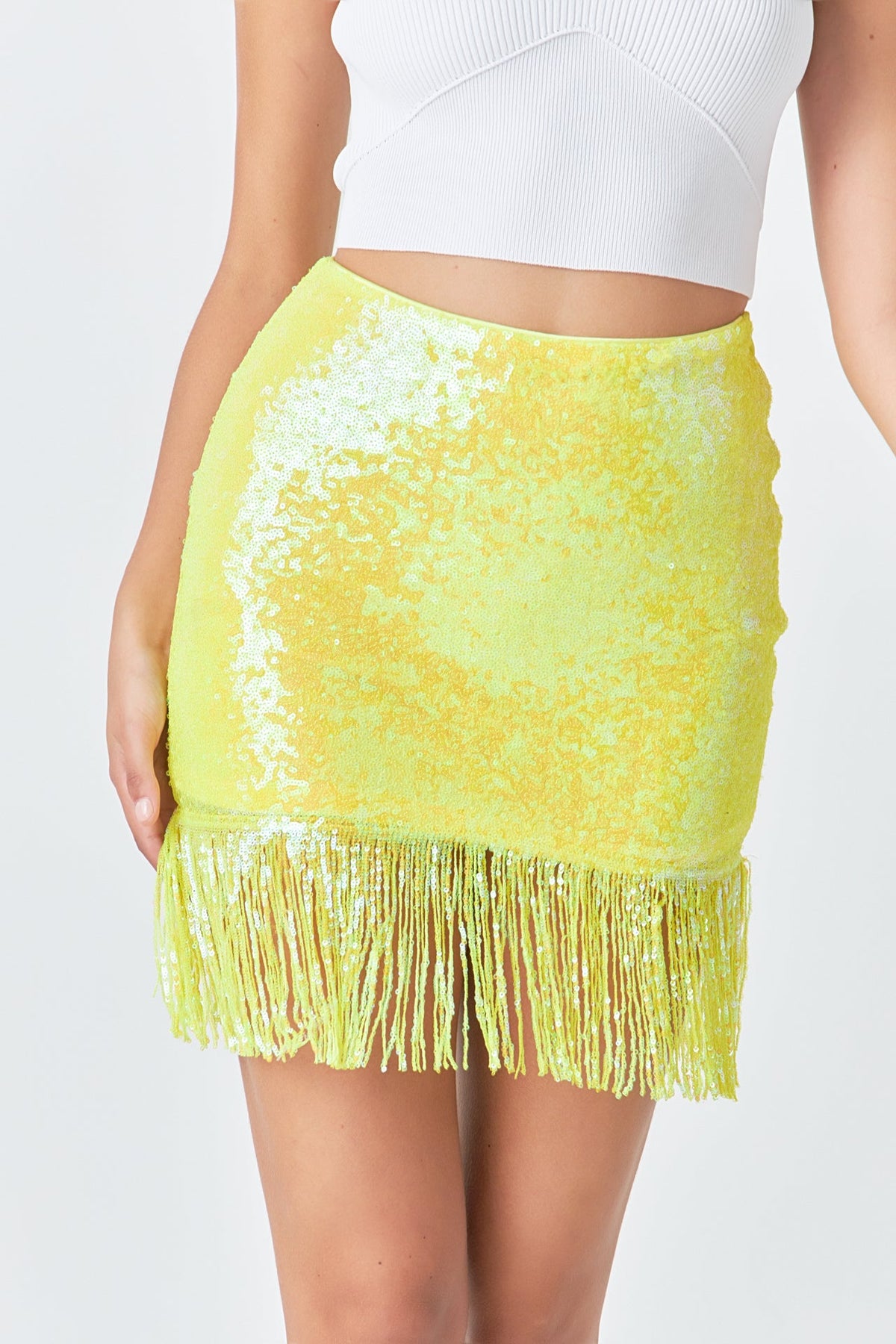 ENDLESS ROSE - Fringe Sequin Skirt - SKIRTS available at Objectrare