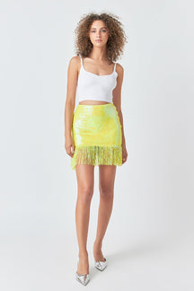 ENDLESS ROSE - Fringe Sequin Skirt - SKIRTS available at Objectrare