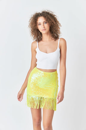 ENDLESS ROSE - Fringe Sequin Skirt - SKIRTS available at Objectrare