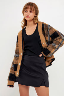 Check Cardigan Sweater