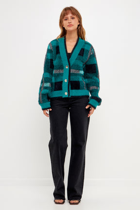 ENGLISH FACTORY - English Factory - Check Plaid Cardigan Sweater - SWEATERS & KNITS available at Objectrare