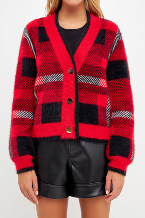 ENGLISH FACTORY - Checkered Plaid Cardigan - SWEATERS & KNITS available at Objectrare