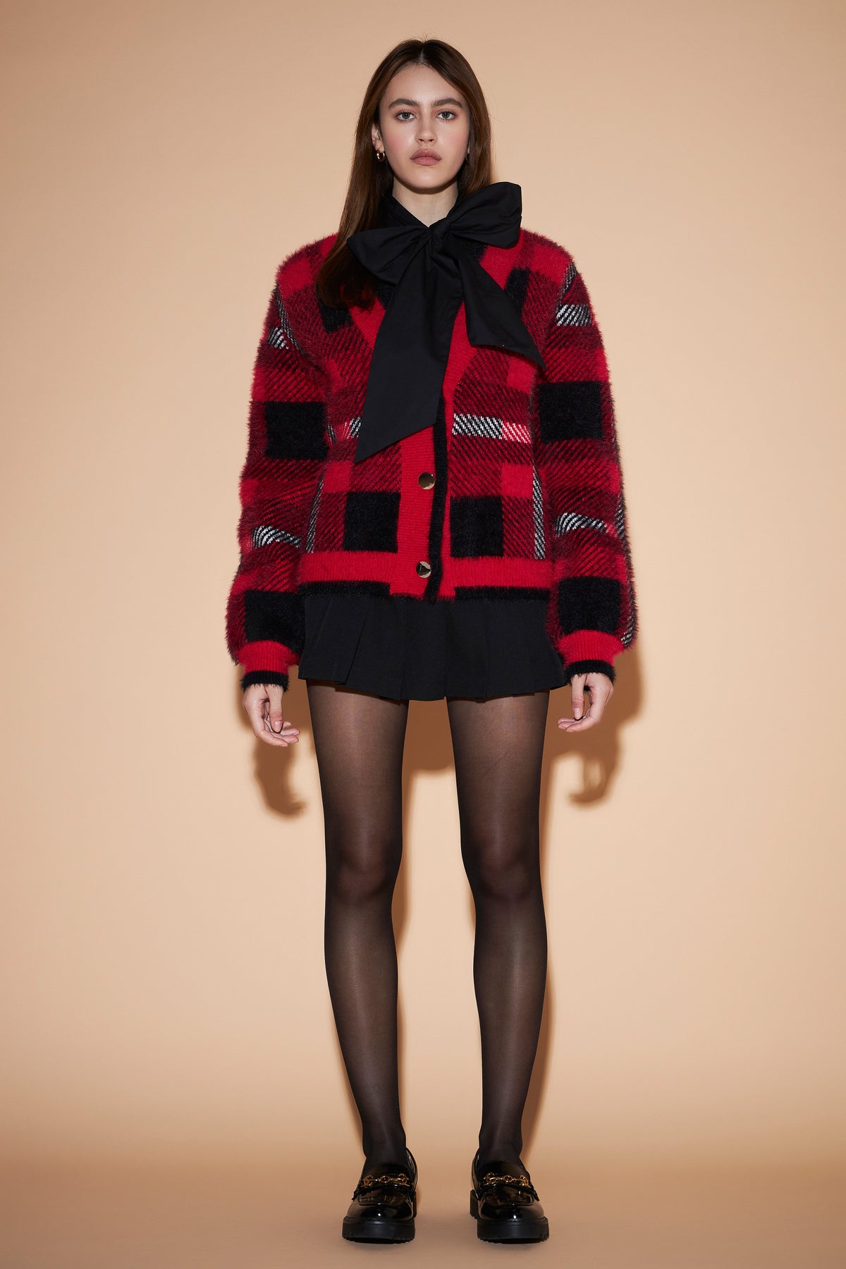 ENGLISH FACTORY - Checkered Plaid Cardigan - SWEATERS & KNITS available at Objectrare