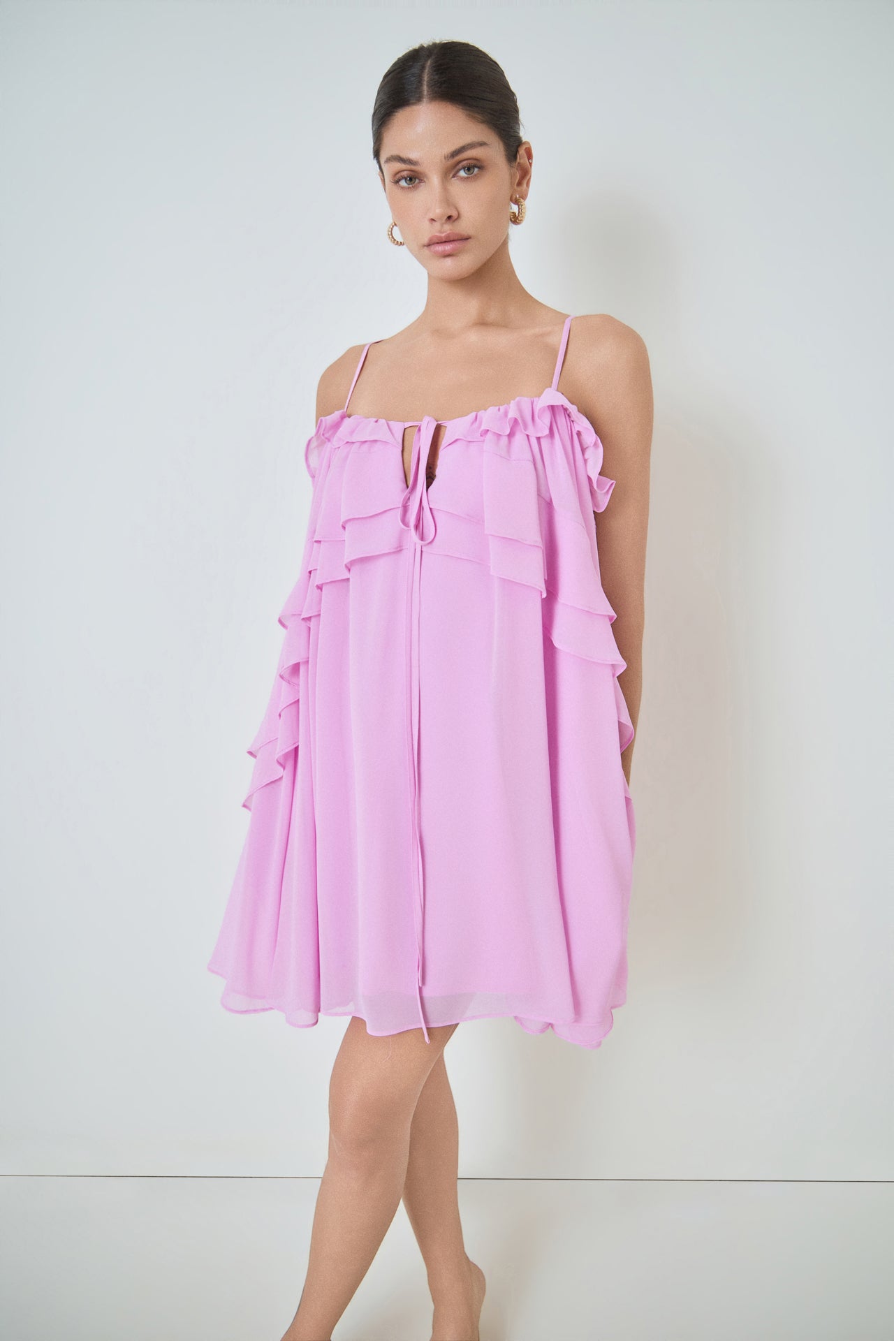 Chiffon Ruffle Mini Dress