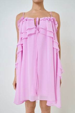 Chiffon Ruffle Mini Dress