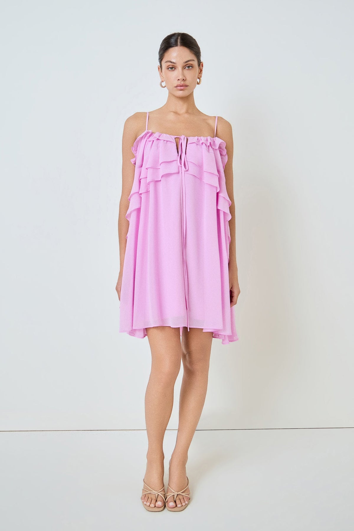 Chiffon Ruffle Mini Dress