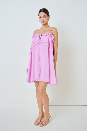 Chiffon Ruffle Mini Dress