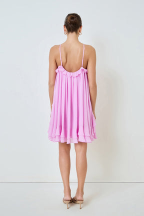 Chiffon Ruffle Mini Dress