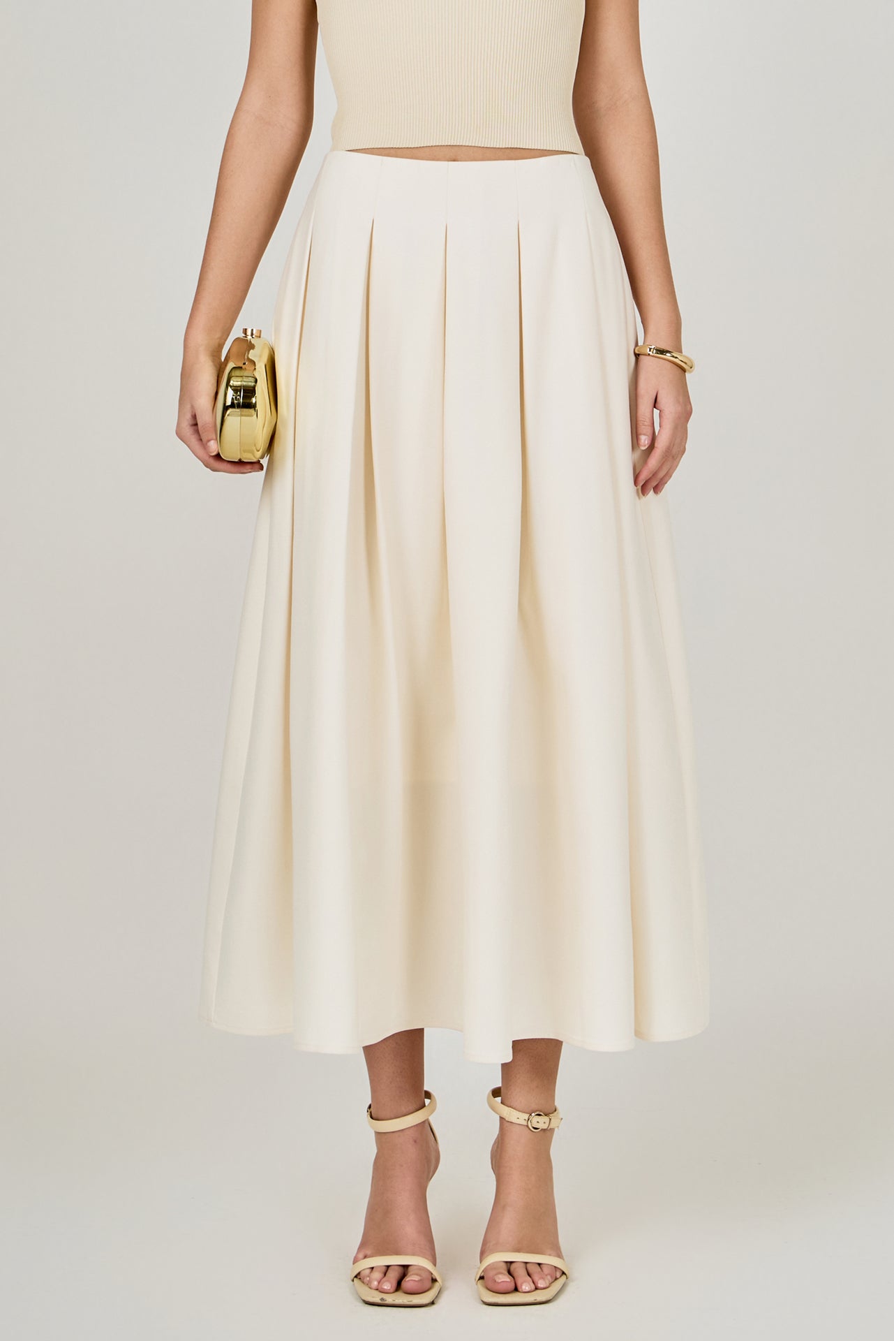 ENDLESS ROSE - Pleated Midi Skirt - SKIRTS available at Objectrare