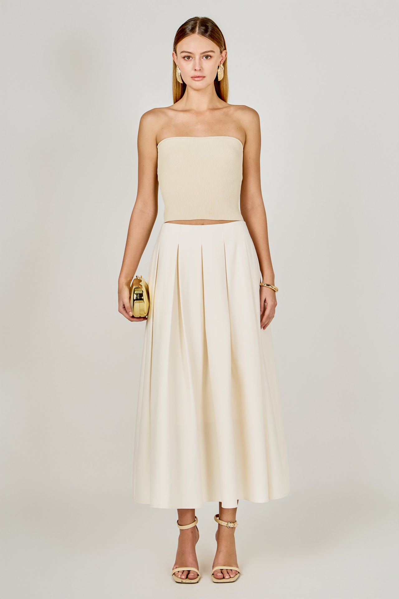 ENDLESS ROSE - Pleated Midi Skirt - SKIRTS available at Objectrare