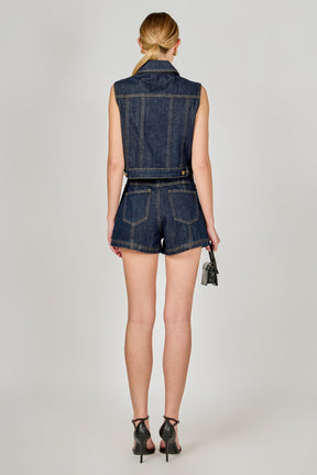 Cropped Denim Vest