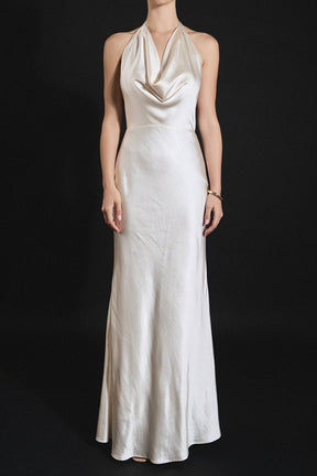 Satin Cowl Maxi Dress