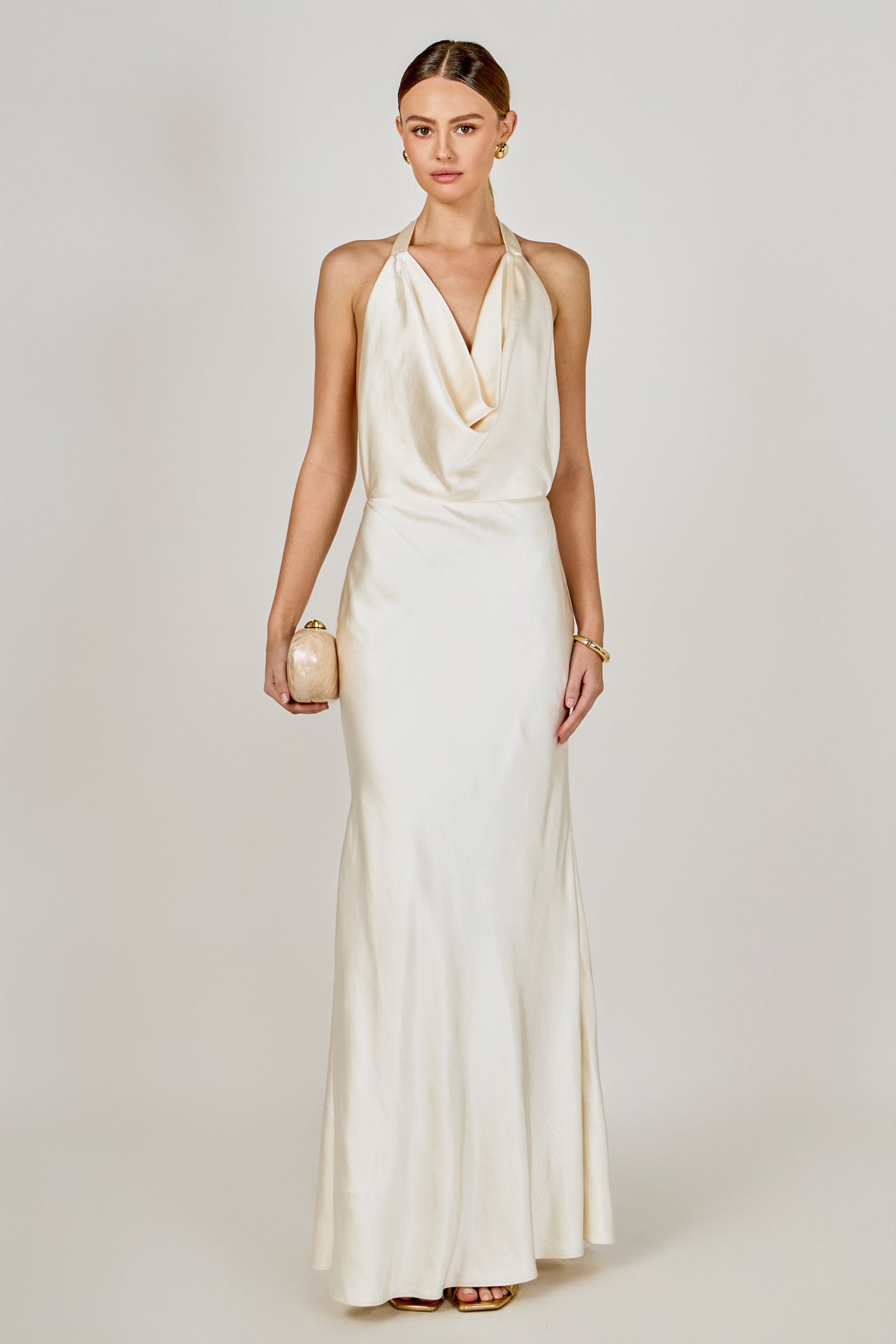 Satin Cowl Maxi Dress