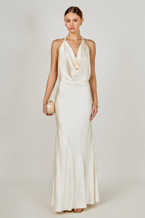 Satin Cowl Maxi Dress