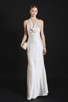Satin Cowl Maxi Dress