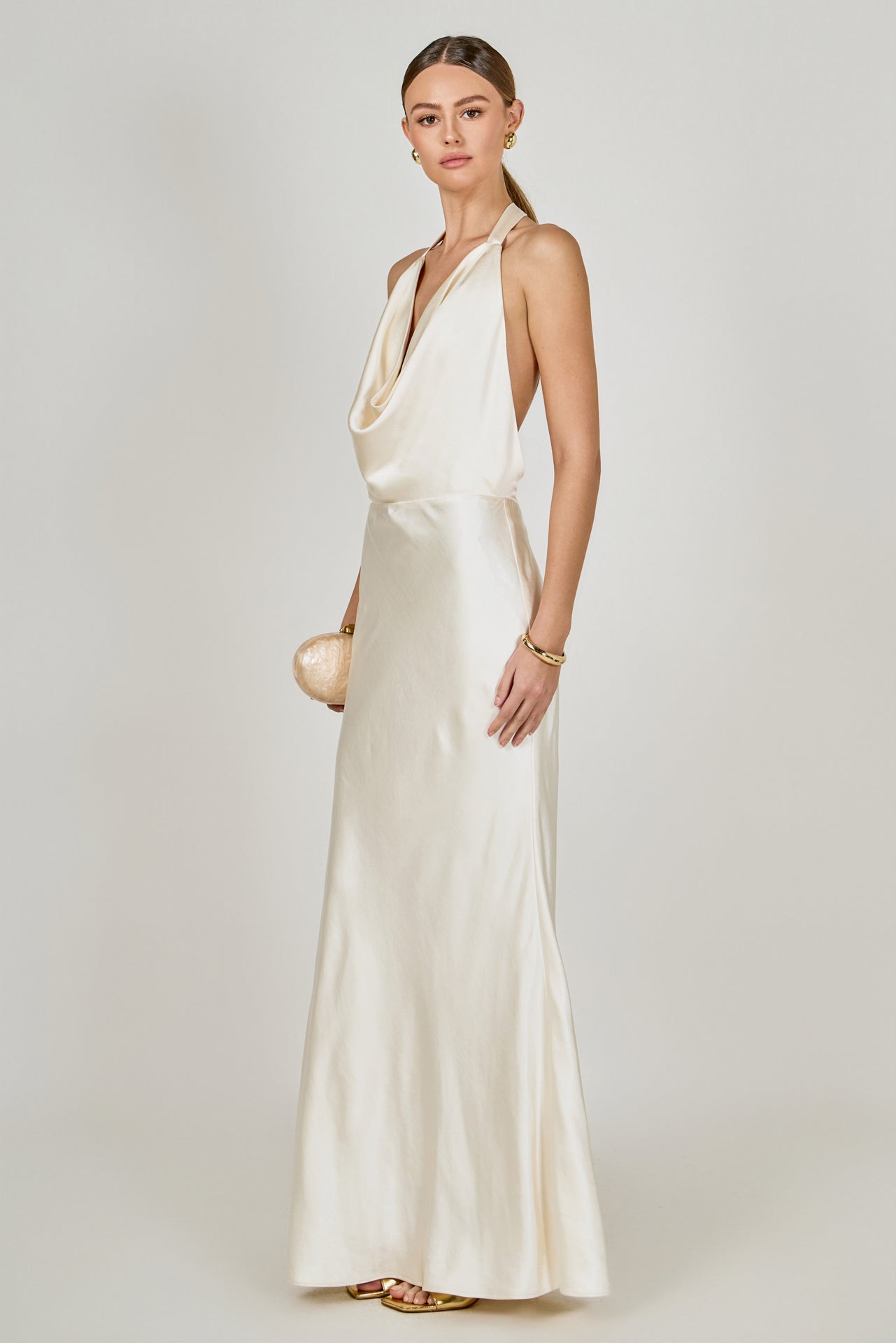 Satin Cowl Maxi Dress