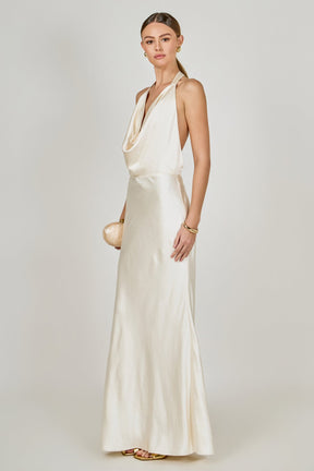 Satin Cowl Maxi Dress