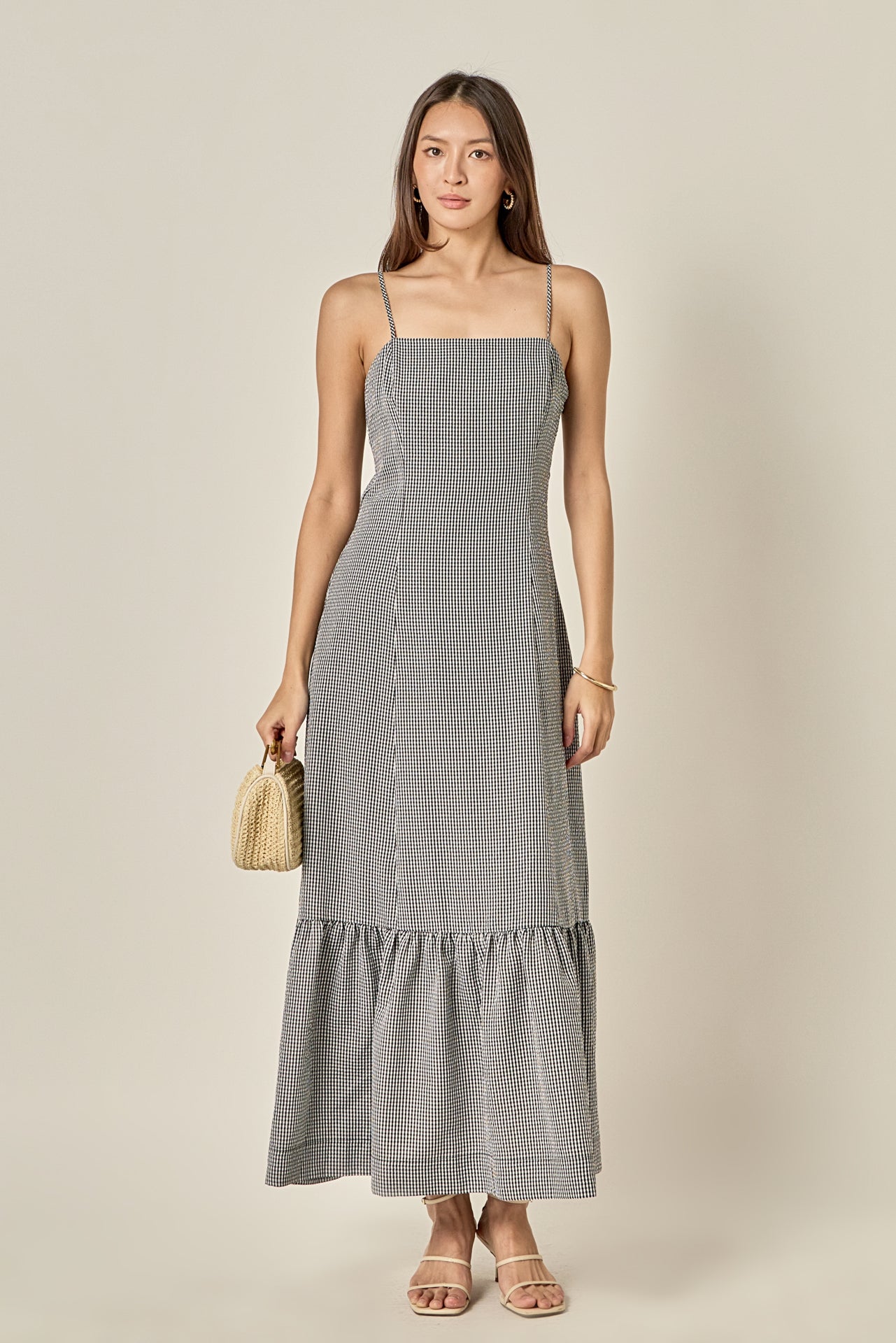 ENGLISH FACTORY - Gingham Square Neck Maxi Dress - DRESSES available at Objectrare