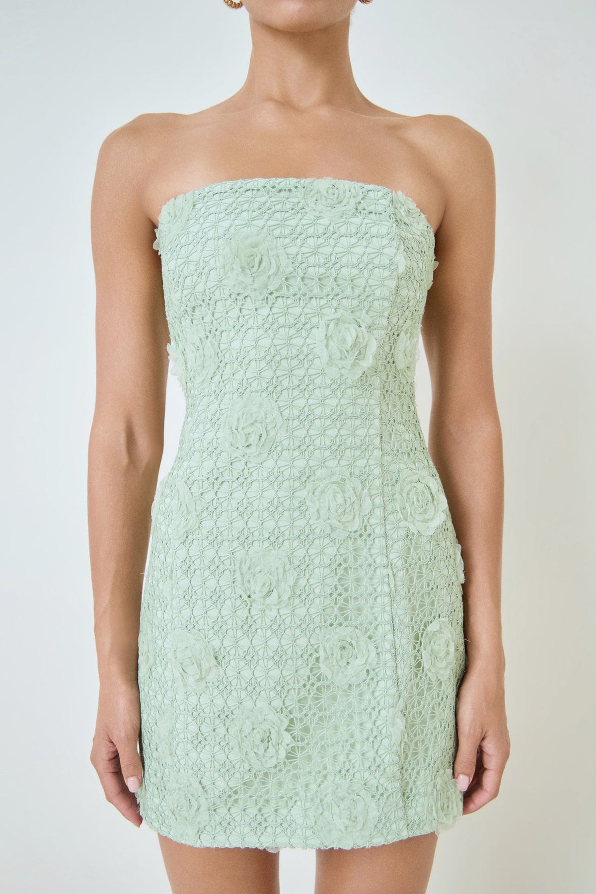 MARSY - Strapless Floral Embellished Mini Dress - DRESSES available at Objectrare