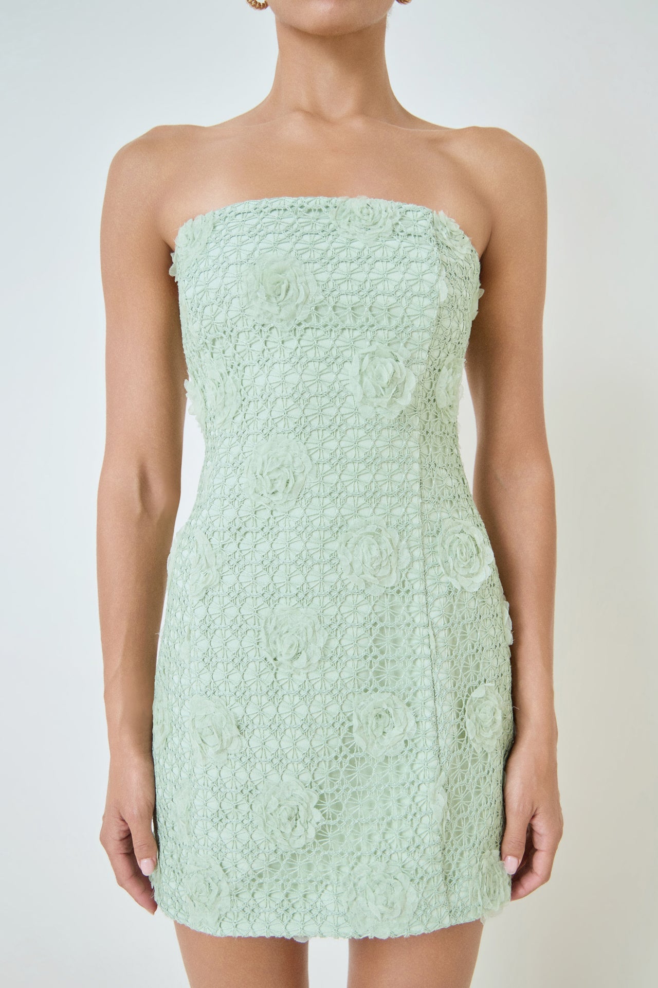 MARSY - Strapless Floral Embellished Mini Dress - DRESSES available at Objectrare